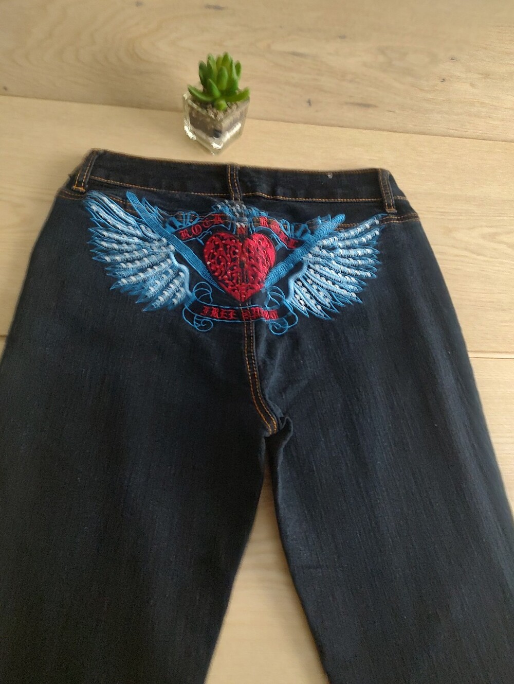 Women's skinny  Jeans Impression  size 7 Embroidery Bag Pockets Good New Out Tag